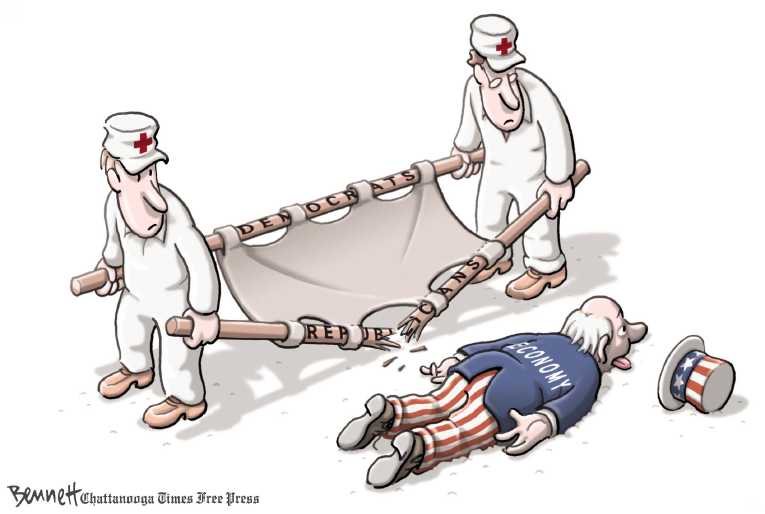 Political/Editorial Cartoon by Clay Bennett, Chattanooga Times Free Press on Tea Party Frames Debate