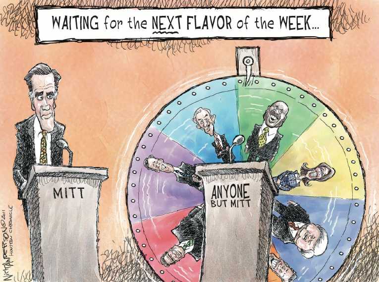 Political/Editorial Cartoon by Nick Anderson, Houston Chronicle on GOP Race Tightens