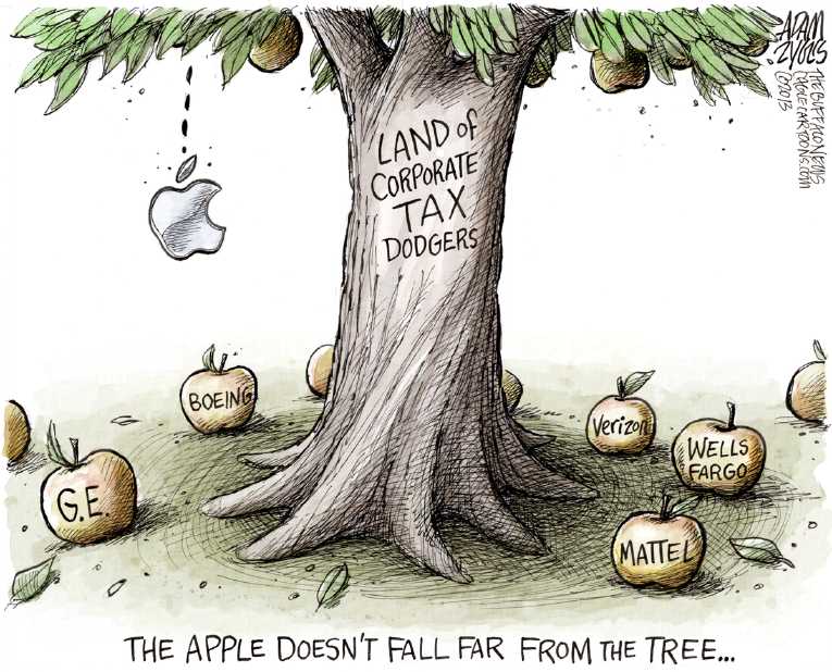 Political/Editorial Cartoon by Adam Zyglis, The Buffalo News on Apple Maximizes Tax Deductions