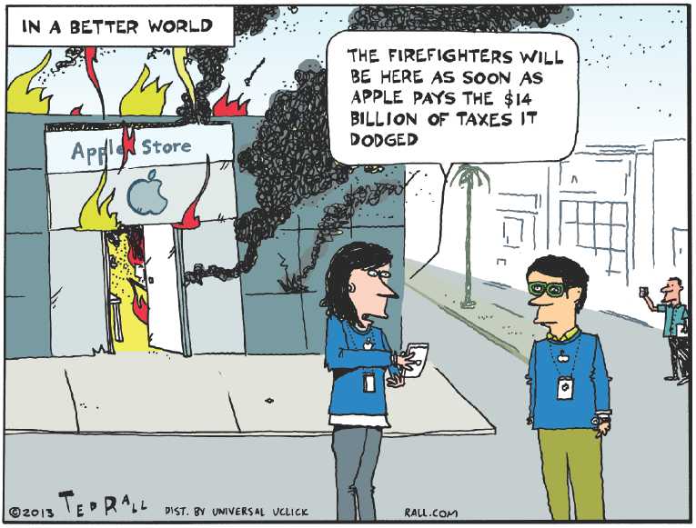 Political/Editorial Cartoon by Ted Rall on Apple Maximizes Tax Deductions