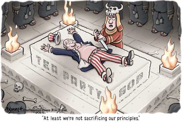 Political/Editorial Cartoon by Clay Bennett, Chattanooga Times Free Press on Republicans Declare War!