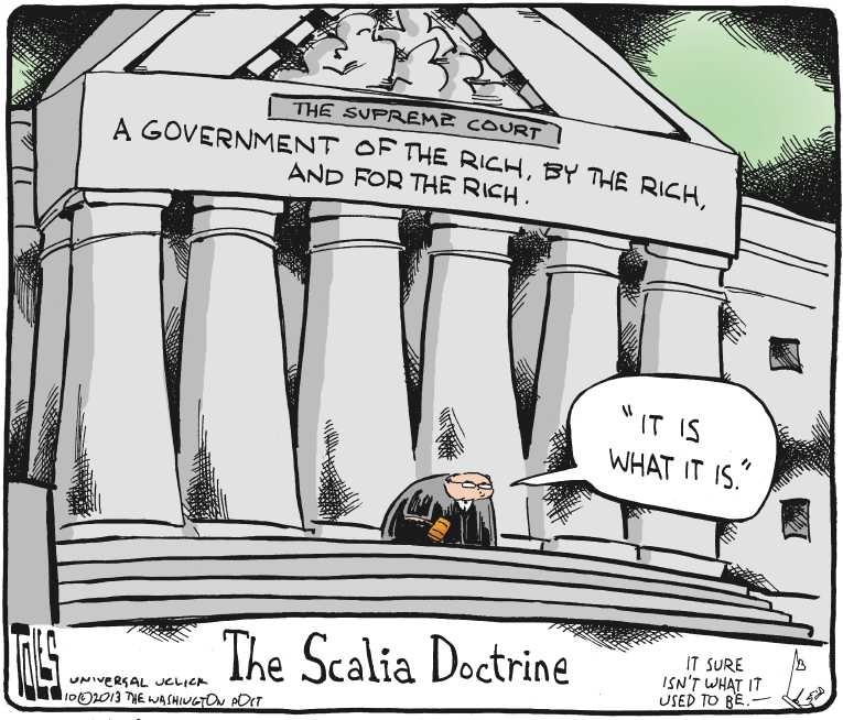 Political/Editorial Cartoon by Tom Toles, Washington Post on Supreme Court Decision Near