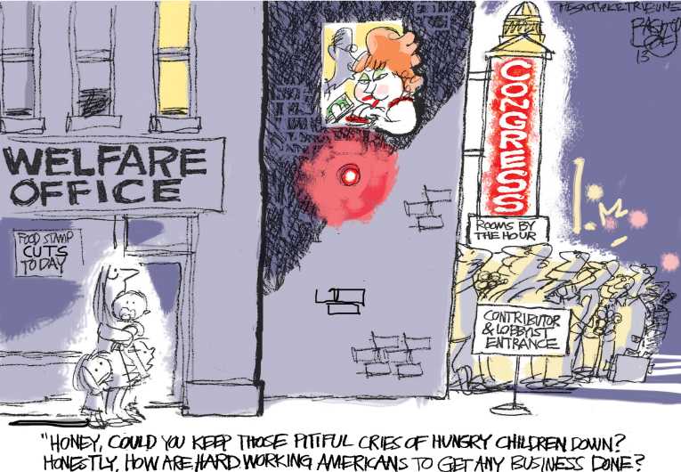 Political/Editorial Cartoon by Pat Bagley, Salt Lake Tribune on Dow Jones Hits Record High