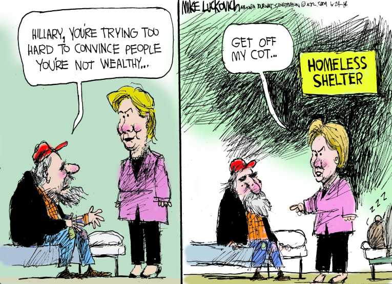 Political/Editorial Cartoon by Mike Luckovich, Atlanta Journal-Constitution on Hillary Makes Big Admission