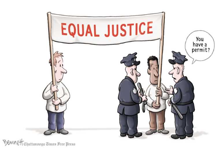 Political Cartoon on 'Racial Tensions Rise' by Clay Bennett