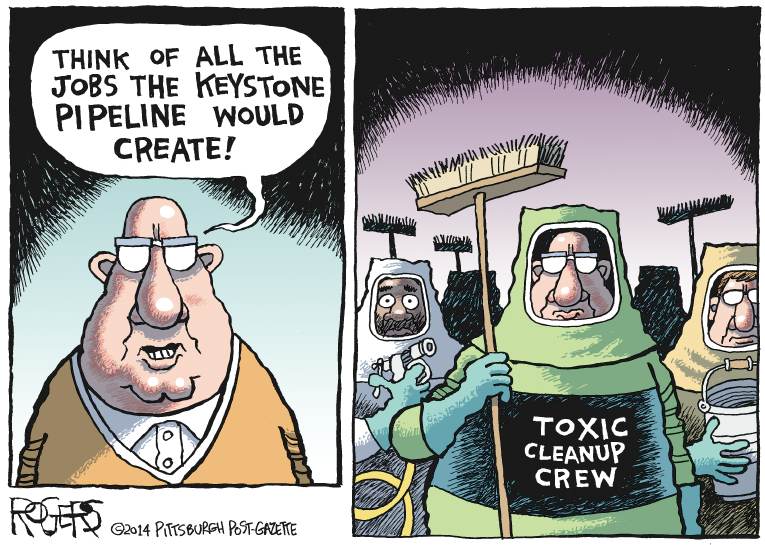 Political/Editorial Cartoon by Rob Rogers, The Pittsburgh Post-Gazette on GOP Pushing for Pipeline