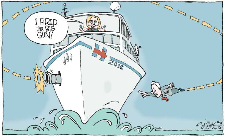 Political/Editorial Cartoon by Signe Wilkinson, Philadelphia Daily News on Clinton Solidifies Support