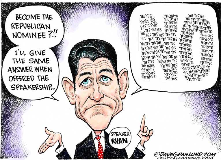 Political/Editorial Cartoon by Dave Granlund on Ryan Announces Non-Candidacy