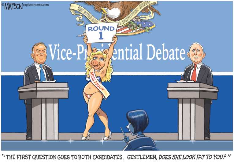 Political/Editorial Cartoon by RJ Matson, Cagle Cartoons on VP Candidates Face Off