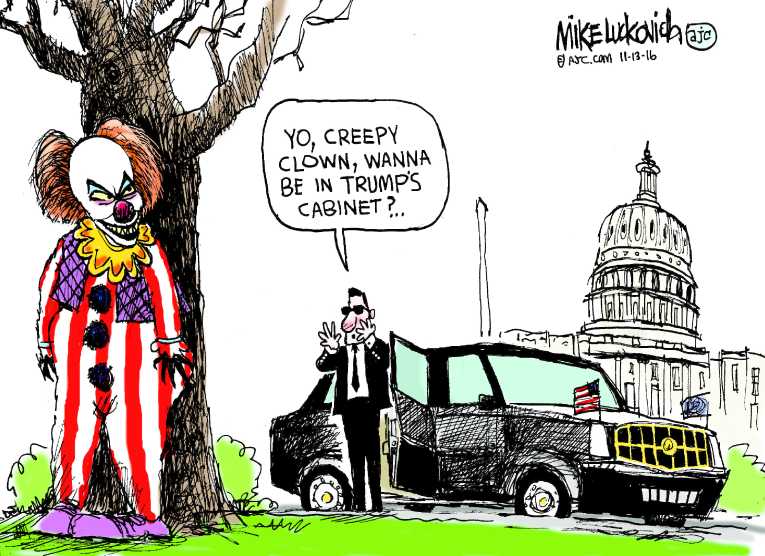 Political/Editorial Cartoon by Mike Luckovich, Atlanta Journal-Constitution on Trump Win Stuns World