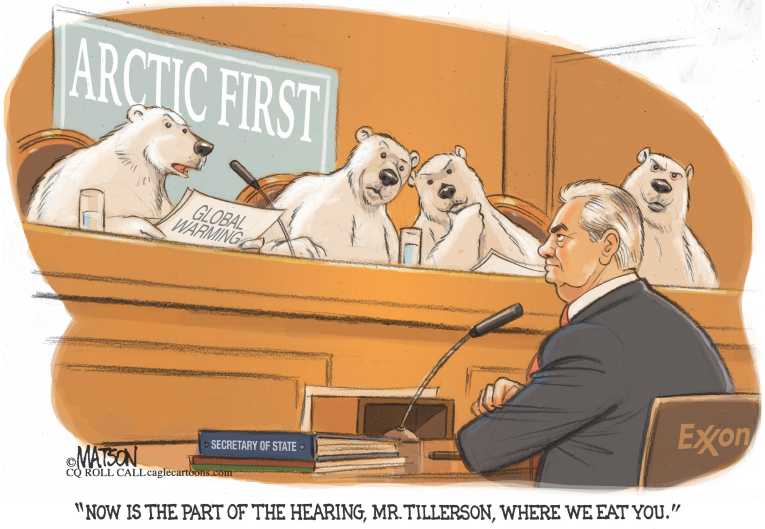 Political/Editorial Cartoon by RJ Matson, Cagle Cartoons on Cabinet Picks Face Tough Hearings