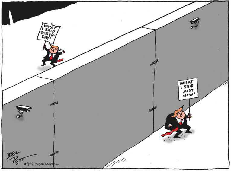 Political/Editorial Cartoon by Joel Pett, Lexington Herald-Leader, CWS/CartoonArts Intl. on Trump Flashes Style