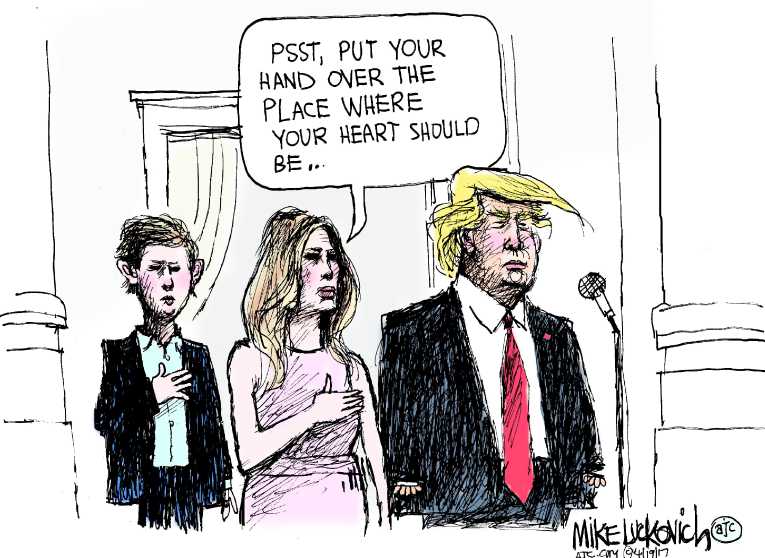 Political/Editorial Cartoon by Mike Luckovich, Atlanta Journal-Constitution on Trump Flashes Style