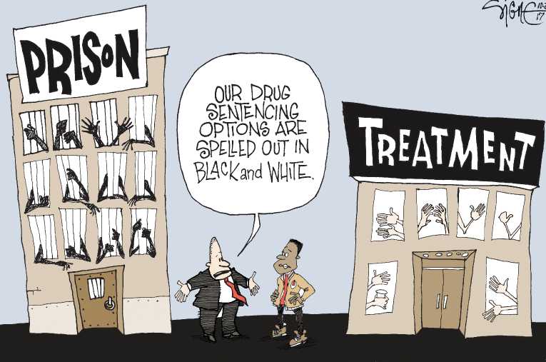 Political/Editorial Cartoon by Signe Wilkinson, Philadelphia Daily News on Drug War Escalates
