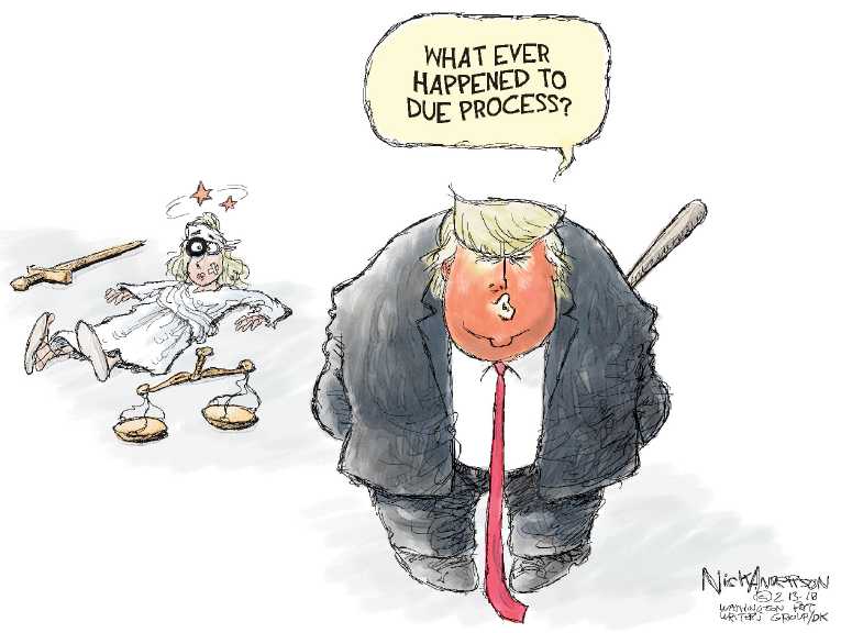 Political/Editorial Cartoon by Nick Anderson, Houston Chronicle on Trump Lauds Porter