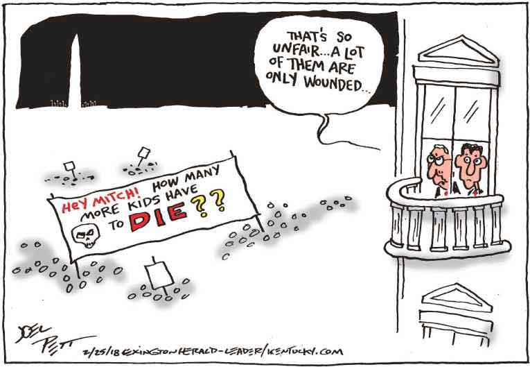 Political/Editorial Cartoon by Joel Pett, Lexington Herald-Leader, CWS/CartoonArts Intl. on Students Take On the NRA