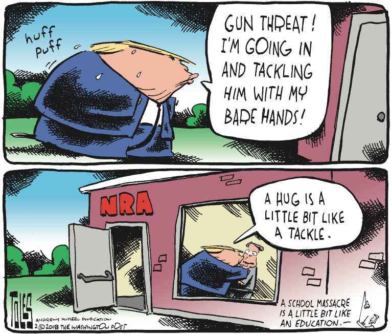 Political/Editorial Cartoon by Tom Toles, Washington Post on Trump Mourns Florida Victims