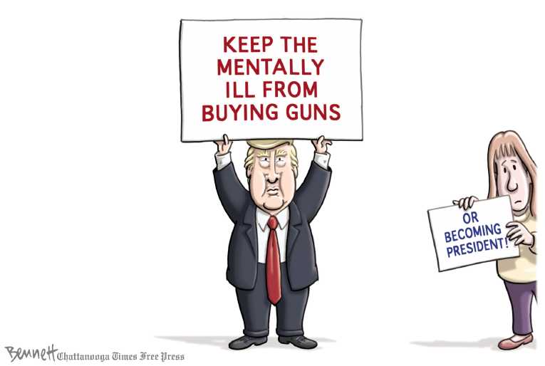 Political/Editorial Cartoon by Clay Bennett, Chattanooga Times Free Press on Anti-NRA Protests Sweep Nation