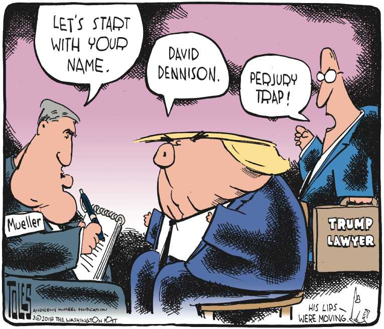 Political/Editorial Cartoon by Tom Toles, Washington Post on Trump Defense Taking Shape