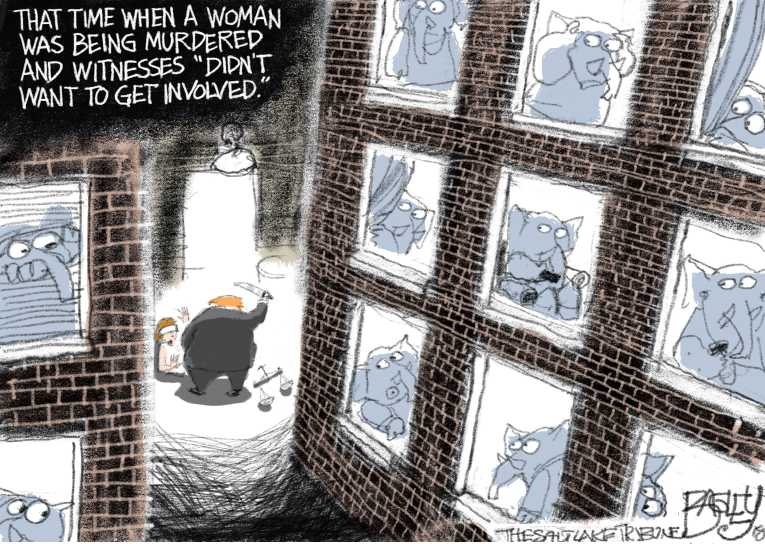 Political/Editorial Cartoon by Pat Bagley, Salt Lake Tribune on Trump Denies Affair