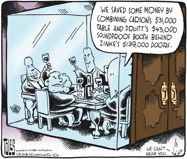 Political/Editorial Cartoon by Tom Toles, Washington Post on Staff Shake-Up to Continue