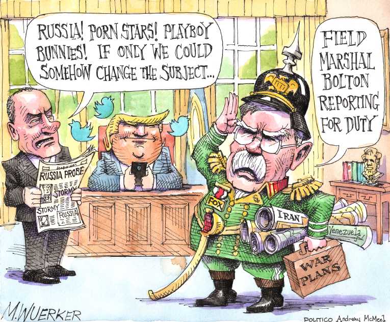 Political/Editorial Cartoon by Matt Wuerker, Politico on Bolton Now National Security Advisor