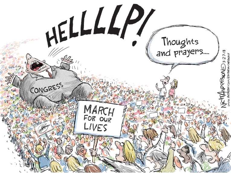 Political/Editorial Cartoon by Nick Anderson, Houston Chronicle on Students March On