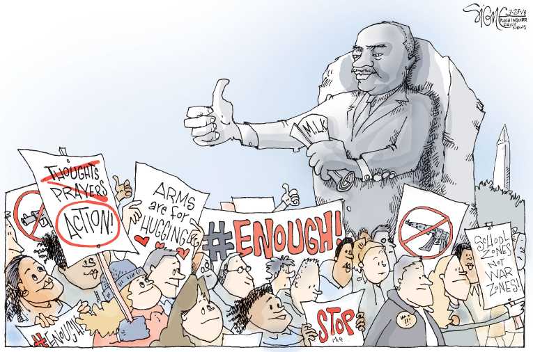 Political/Editorial Cartoon by Signe Wilkinson, Philadelphia Daily News on Students March On