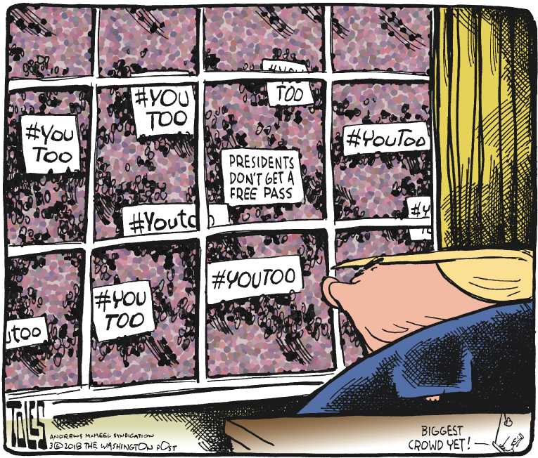 Political/Editorial Cartoon by Tom Toles, Washington Post on Trump Denies Adultery Claim