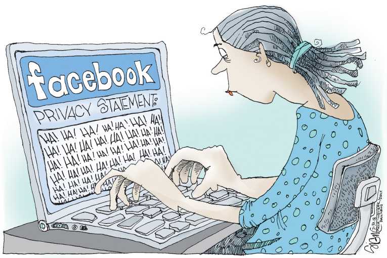 Political/Editorial Cartoon by Signe Wilkinson, Philadelphia Daily News on Facebook Breach Understated