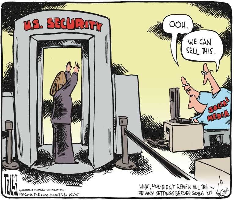 Political/Editorial Cartoon by Tom Toles, Washington Post on Facebook Breach Understated