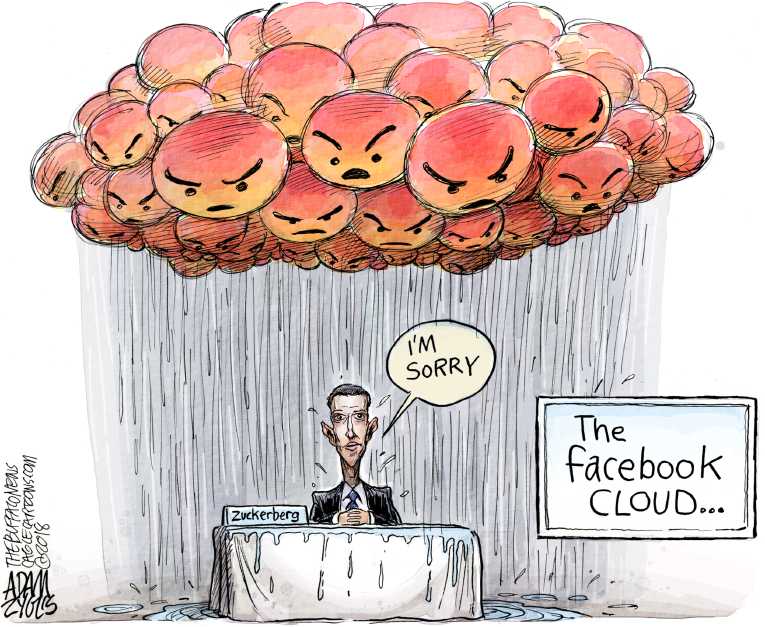 Political/Editorial Cartoon by Adam Zyglis, The Buffalo News on Zuckerberg Testifies