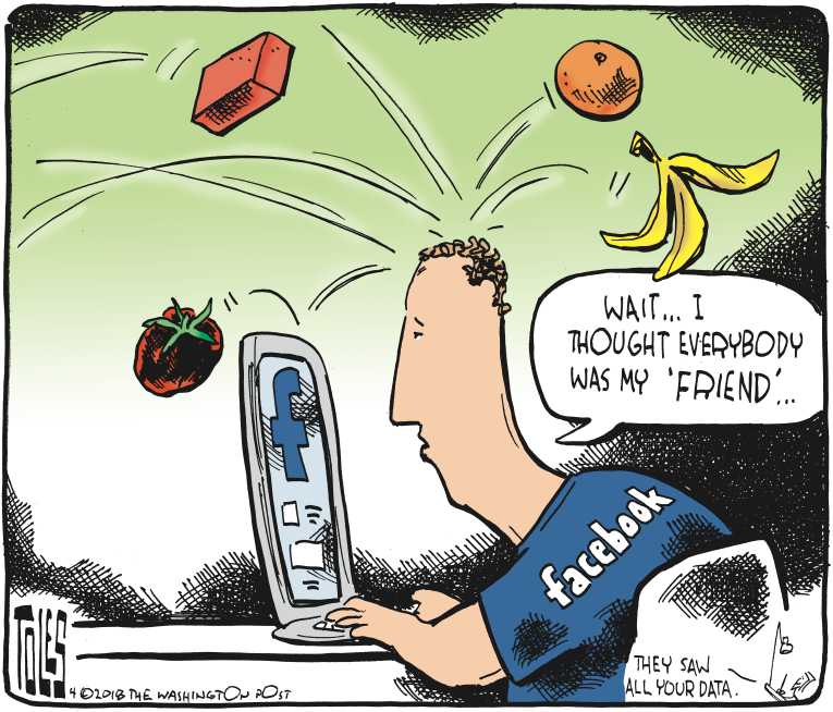 Political/Editorial Cartoon by Tom Toles, Washington Post on Zuckerberg Testifies