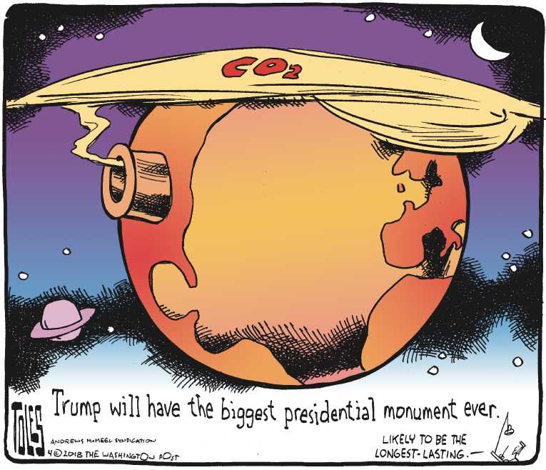 Political/Editorial Cartoon by Tom Toles, Washington Post on Trump Stays the Course