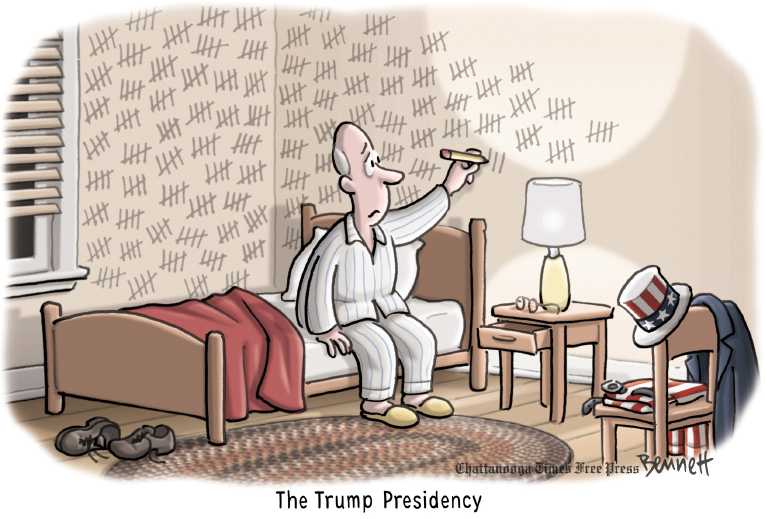 Political/Editorial Cartoon by Clay Bennett, Chattanooga Times Free Press on Trump Stays the Course