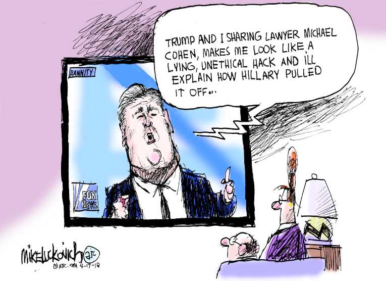 Political/Editorial Cartoon by Mike Luckovich, Atlanta Journal-Constitution on Cohen Office and Home Raided