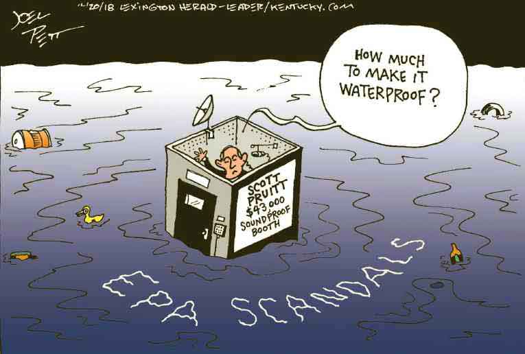 Political/Editorial Cartoon by Joel Pett, Lexington Herald-Leader, CWS/CartoonArts Intl. on Pruitt Still Not Fired