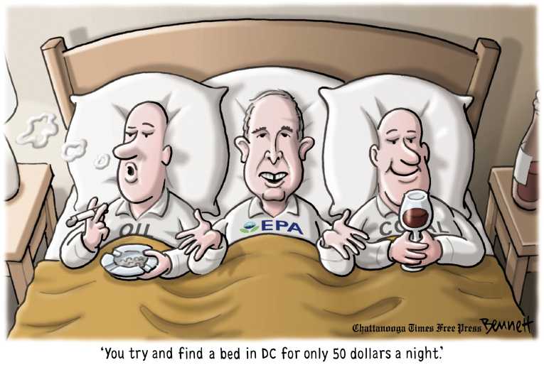 Political/Editorial Cartoon by Clay Bennett, Chattanooga Times Free Press on Pruitt Still Not Fired