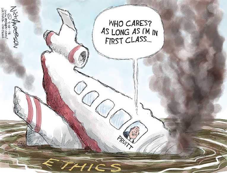 Political/Editorial Cartoon by Nick Anderson, Houston Chronicle on Pruitt Still Not Fired