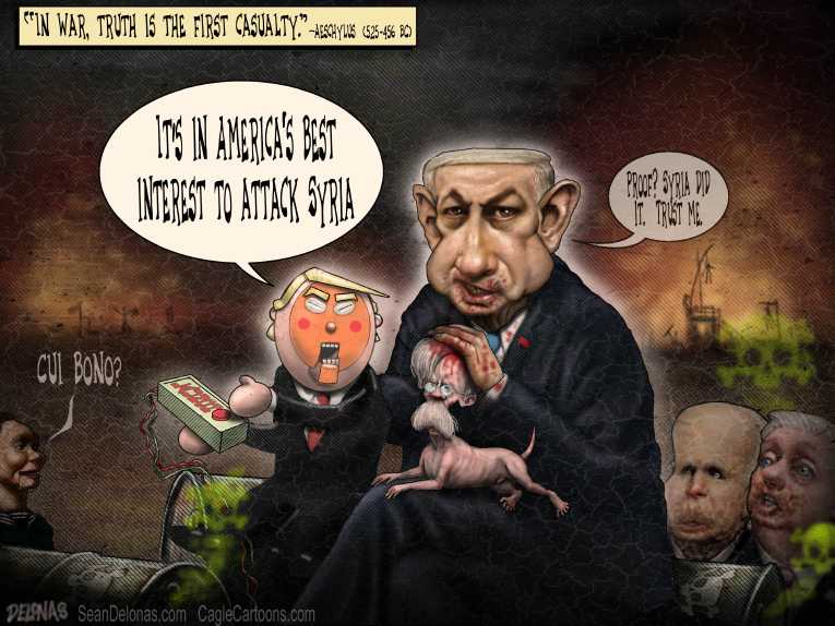 Political/Editorial Cartoon by Sean Delonas, CagleCartoons.com on US Bombs Syria