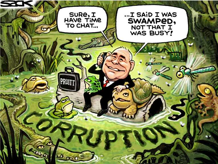 Political/Editorial Cartoon by Steve Sack, Minneapolis Star Tribune on Pruitt Testifies