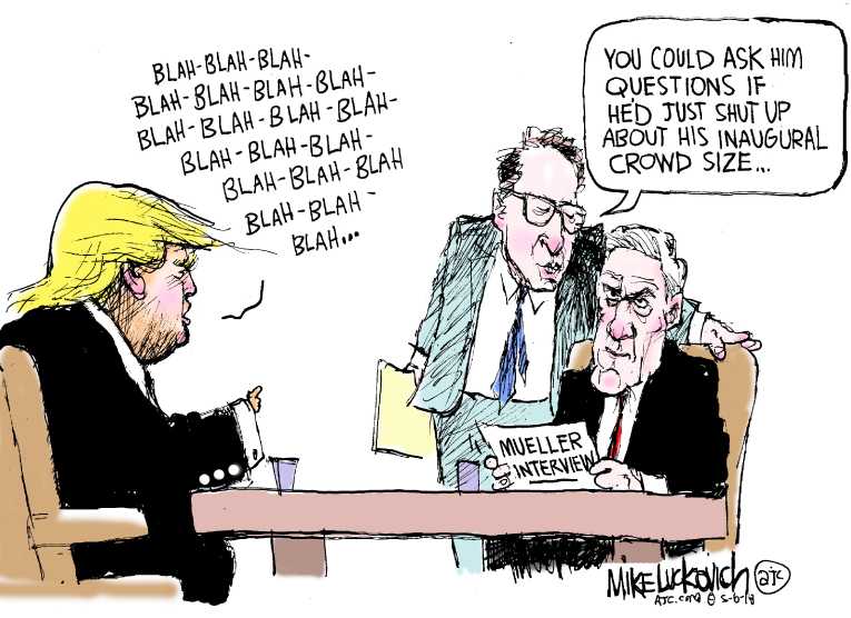 Political/Editorial Cartoon by Mike Luckovich, Atlanta Journal-Constitution on Trump “Fighting Back”