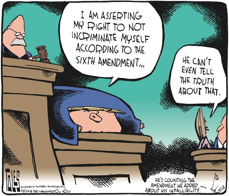 Political/Editorial Cartoon by Tom Toles, Washington Post on Trump “Fighting Back”