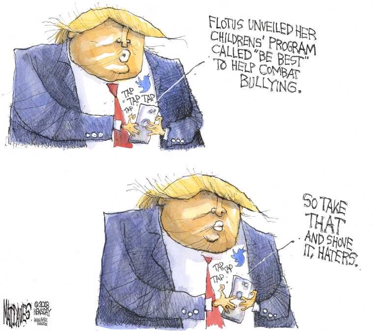 Political/Editorial Cartoon by Matt Davies, Journal News on Trump Denies Affair