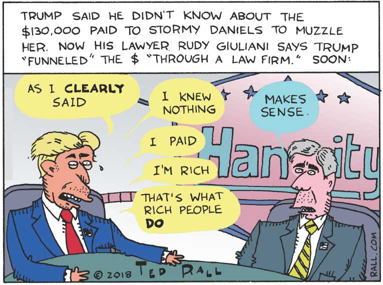 Political/Editorial Cartoon by Ted Rall on Trump Denies Affair