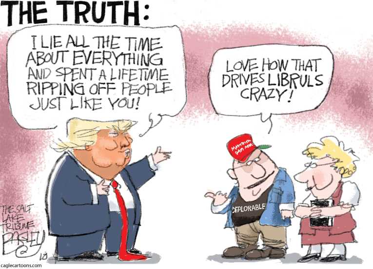 Political/Editorial Cartoon by Pat Bagley, Salt Lake Tribune on Trump Denies Affair