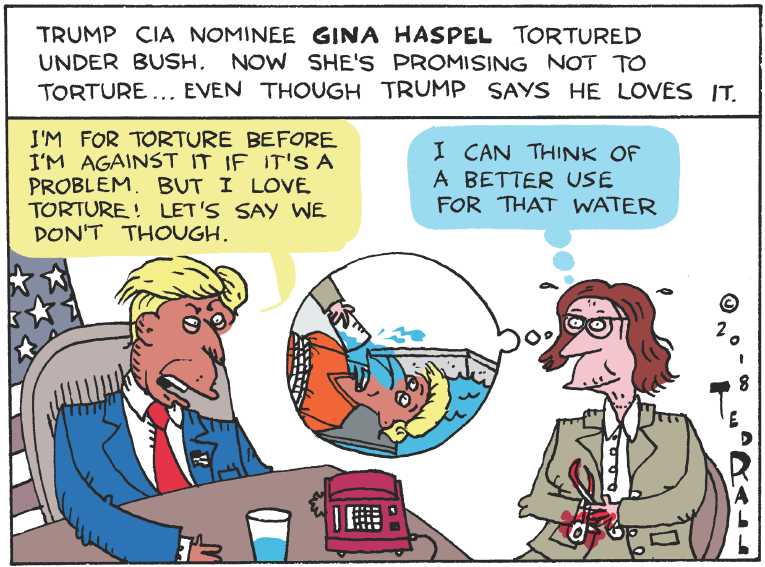 Political/Editorial Cartoon by Ted Rall on Waterboarder Seeks Confirmation