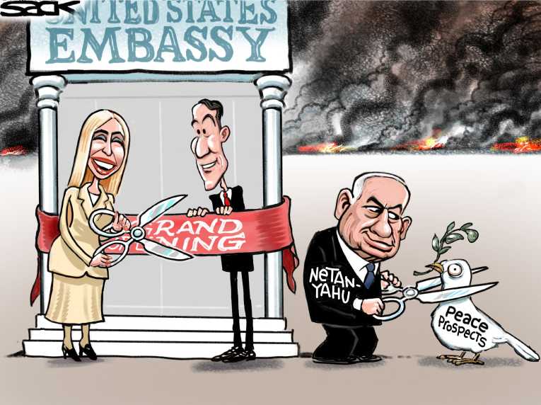 Political/Editorial Cartoon by Steve Sack, Minneapolis Star Tribune on Israeli Celebrates 70 Years