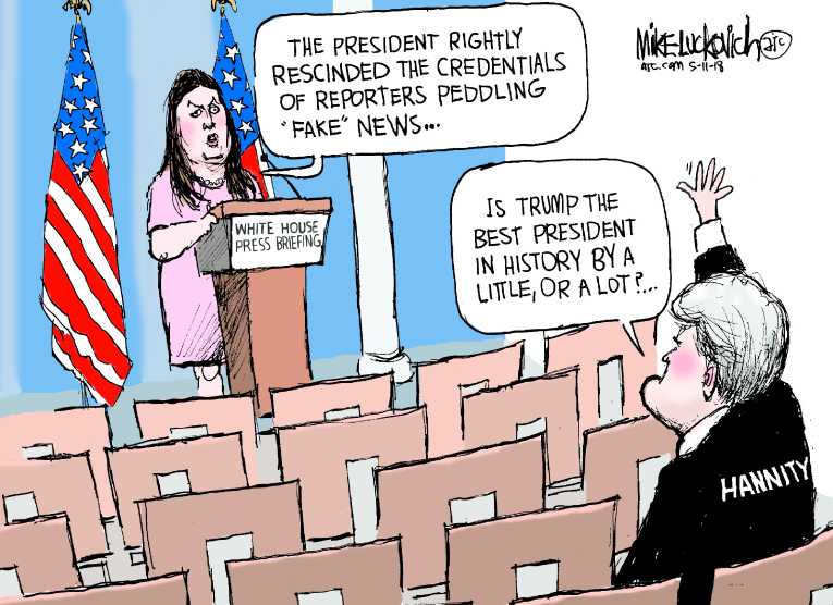 Political/Editorial Cartoon by Mike Luckovich, Atlanta Journal-Constitution on Trump Boasts of Popularity