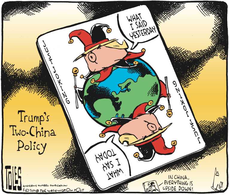 Political/Editorial Cartoon by Tom Toles, Washington Post on Trump Praises His Performance